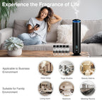 Waterless Scent Diffuser Starter Kit - 1500 Sq Ft Coverage, Scent Diffuser for Home, Hotel, Studio, Essential Oil Diffuser Large Room, 7 Mood Lights Setting, 5 Essential Oils Included, Black, 11.50In