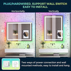YEELAIT 48x36 Inch RGB LED Bathroom Mirror Front Light and RGB Backlit Lighted Vanity Mirror for Bathroom Wall Mounted Dimmable Anti Fog Memory Shatter-Proof IP54 Waterproof Horizontal/Vertical