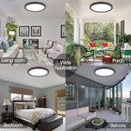 hykolity 18 Inch LED Round Flat Panel Light, Black, 32W, 3200lm, 3000K/4000K/5000K CCT Selectable, 120°Beam Angle, Dimmable Edge-Lit Flush Mount Ceiling Light Fixture - ETL Listed