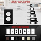 ENERLITES Duplex Receptacle Outlet Wall Plate, Size 1-Gang 4.50" x 2.76", Unbreakable Polycarbonate Thermoplastic, UL Listed, 8821-BK-10PCS, Black (10 Pack)