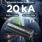 Awishwell Ethernet Surge Protector Gigabit, 10 Pack PoE++ RJ45 Surge Protector 1000Mbps, 20KA Metal Shielded Lightning Arrestor LAN Network CAT5/CAT6 Thunder Arrestor-Mounting Flange