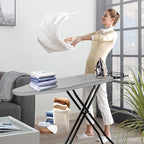 Ironing Board, 43x14 Inch Iron Board with Steam Rest, Heavy Duty Metal Frame Legs Ironing Table with Heat Resistant Cover Mat, Foldable Full Size Hanger Ironing Stand (Grey, 52" L x 14" W x 34.6" H)