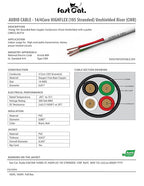 fast Cat. Speaker Wire 14 Guage 4C, UL Listed & CMR/CL3R-FT4 Rated - Speaker Cable w/PVC Jacket, 100% Oxygen-Free Pure Bare Copper - (105) HighFlex 14 Guage Wire - in-Wall Use-500ft Bulk Cable, Blue