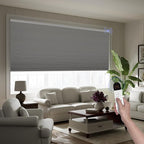 Boolegon Motorized Blinds with Remote, 100% Blackout Smart Blinds, Automatic Cellular Shades for Windows, Rechargeable Electric Honeycomb Shades for Home,Blackout Light Gray,Custom Size