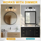 L LOHAS LED 4-Light Bathroom Light Fixtures, 26.37" Black Bathroom Vanity Light with Straight Glass Shades, Modern Vanity Lights for Mirror Living Room Hallway, E26, ETL Listed