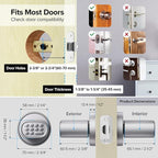 ThorBolt Door Lock Knob with Keypad Keyless Entry Door Knob Electric Coded Indoor Door Knob for Interior Doors Thickness up to 2-1/4", Bedroom, Home Office, Garage, 4xAA Alkaline Battery, M1 Silver