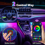 Acrylic Interior Car LED Strip Light, AMKI Dreamcolor Car Neon Light with Wireless APP Control, 10 in 1 Sub-Control Car Ambient Light Kit with DIY Mode and Music Mode, 16 Million Color Car Accessories
