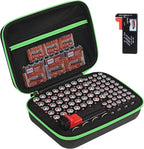 stukcaze Battery Organizer Storage Case with Tester for AA AAA Button Battery Holder Carrying 3 Batteries Variety Pack 88 Batteries Zipper Mesh Bag (Batteries Not Included) (black-green)