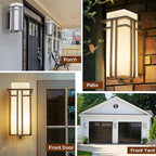 15.35"H Matte Brown Outdoor Wall Light Large Outdoor Wall Lantern Oil Rubbed Bronze Exterior Light Fixture Waterproof Metal with Frosted Glass Sconce Light for Porch Garage Front Door, Brown (Large)
