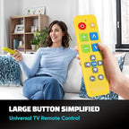 EZclicker Plus Big Button Universal TV Remote (Yellow) Simple Easy to Use, Works with Major TV Brands (2xAAA Batteries Not Included)