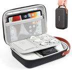 Luxtude Tech Organizer Travel Case, Portable Electronics Organizers, Hard Case for Electronics, Black Tech Bag, Charger Cases, Carrying Cases for iPad Mini (Up to 7.9’’), Mouse