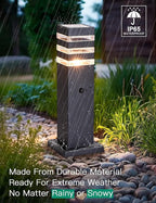 Motion Outdoor Pathway Lights Black E26 Outside Landscape Path Lamp Dusk to Dawn Exterior Floor Light Modern Landscape Sideway Lighting Waterproof Aluminum Exterior Pillar Lamp for Patio Yard Garden