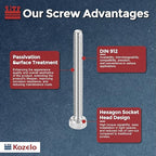 Kozelo 100pcs Socket Head Cap Screws - [M2-0.4 x 20mm] 304 Stainless Steel Allen Socket Drive for Electrical Motor 3D Printing Fan Engine Replacement Use, Silver