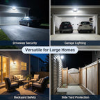 XXBSAZ 100W LED Flood Lights Outdoor, Plug-in & Hardwired Security Lights, IP66 Waterproof 6500K Daylight for Driveway, Garage & Backyard (2 Pack)