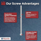Kozelo 25pcs Socket Head Cap Screws - [M4-0.7 x 90mm] 304 Stainless Steel Allen Socket Drive for Electrical Motor 3D Printing Fan Engine Replacement Use, Silver