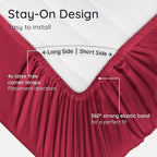Bambaw 100% Viscose Derived from Bamboo King Size Fitted Sheet, Cooling, Deep Pocket, Burgundy