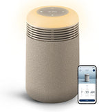 BLUEAIR Purifier for Bedroom - Mini Restful - Sunrise Clock with HEPASilent Filtration and Wake Up Light - Cleans Air and Supports Circadian Rhythm - USB-C and App Connectivity, Beige