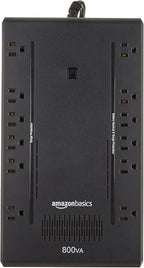 Amazon Basics UPS Battery Backup & Surge Protector 800VA/450W, 12 Outlets, Standby Uninterruptible Power Supply, for Power Outage Protection, Compact, Black