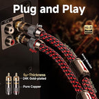TODN RCA Stereo Cable Audiophile HiFi Interconnect Shielded RCA Cables for Home Audio Systems (16.4ft/5m, 1 Pair)