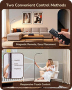 EDISHINE Modern LED Floor Lamp, 1300LM Bright Floor Lamps for Living Room, 4 Color Temperature Dimmable Reading Lamp, Remote & Touch Control, 2 Timer, Adjustable Gooseneck for Bedroom Office Brown