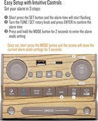 Soundfreaq Sound Rise II, SFQ-16: Bedside Alarm Clock Radio & Bluetooth Speaker, with Large Display Screen, FM Radio, Fast USB Charging, and Nature Sound (Wood Taupe)