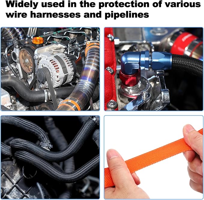 MECCANIXITY Braided Cable Sleeves Heat Shrinkable Fabric Sleeving, 5/8" 33ft Orange 2:1 Ratio Heat Shrinkable Cord Protector for Harness Cable, Network Cable Protection, Cable Management