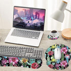 Keyboard Wrist Rest and Mouse Pad Wrist Support Set with Coasters,Non-Slip PU Base Ergonomic Gaming Mousepad for Home Office Working Studying Easy Typing & Pain Relief,Cactus