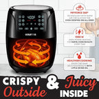 Gourmia Air Fryer Oven Digital Display 4 Quart Large AirFryer Cooker 12 1-Touch Cooking Presets, Black and Stainless Steel Accents Fry Force GAF486