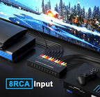 Azduou 8 AV to HDMI Converter, 1080P/720P 8 Way RCA Composite CVBS AV Switch to HDMI Converter Adapter Support 4:3/16:9 Switch for Sega Xbox PS1 PS2 PS3 N64 NGC SNES WII VHS VCR Camera DVD