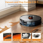 ZCWA D15S MAX Robot Vacuum and Mop Combo, 10000Pa Suction Robot Vacuum, Self-Emptying, Lidar Navigation Robot Vacuum Cleaner, 3200mAh/Automatic Recharging, 3.5L Dust Bin, App Control, Wi-Fi Connected
