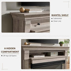 OKD 52 Inch Electric Fireplace with Mantel, Fireplace TV Stand with 36" 3-Sided Glass Electric Fireplace Heater for Living Room (Light Rustic Oak)