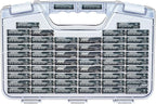 Ontel Battery Daddy Storage & Organizer Case with Tester, Stores & Protects Up to 180 Batteries, Double-Sided, Durable Design with Clear Locking Lid, Secure Latches & Portable Carrying Handle - White
