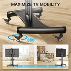 PERLESMITH Rolling TV Stand with Wheels for 32-85 Inch LCD LED 4K Flat Screen TVs, Tilt Mobile TV Cart with Shelf Holds Up to 100 lbs, Height Adjustable Floor TV Stand Max VESA 600x400mm- PSTVMC05