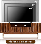ATJafurn 66‘’ Brown Walnut Finish TV Stand for 48/55/65 Inch TVs, Mid Century Modern Wood Media Console Entertainment Center with 2 Drawers and 2 Cabinets for Living Room Bedroom