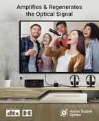 BlueRigger Digital Optical Audio Splitter 1x5 (Active Toslink Splitter 1 in 5 Out, SPDIF, Fiber Optic Audio Adapter) - for Home Theatre, Xbox, PS4, DVD, CD Player, Receiver, HDTV