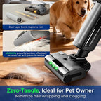 Wet Dry Vacuum Cleaner,Cordless Vacuum Mop Combo with Self-Cleaning,All in one Floor Cleaner Machine for Hard Floor,45kPa Suction 75 Mins Runtime Anti-Tangle,LED Light,180° Lay-Flat,Self Propelled