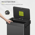 EKO Deluxe Mirage-T 50 Liter / 13.2 Gallon Touchless Rectangular Motion Sensor Trash Can, Matte Black Stainless Steel Finish