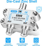 TKCHAX 2 Way Coaxial Cable Splitter,Support 10-2602MHz, RG6 Compatible, Nickel-Plated for Cable Splitter,Work with CATV, Satellite TV,Antenna System and MoCA Configurations