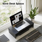 FITUEYES Monitor Stand - 2 Tier Computer Monitor Riser with 21.3 Inch Shelf, Wood Desktop Stand for Laptop Computer Screen, Desk Organization, Office Supplies