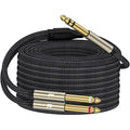 ZTOXLR 1/4 inch TRS Stereo Y-Splitter Insert Cable, 1/4 Inch Male Jack to Dual 1/4inch(6.35mm) Male TS Mono Breakout Cable Audio Patch Cord -33FT