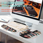 KUOSGM 2-in-1 Ergonomic Set, Wave Rise Keyboard Wrist Rest and Massage Bulge Slope Mouse Pad Wrist Support, Cushion Memory Foam Integrated to Relieve Wrist Pain, Multicolour Cat Claws