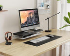 Fenge Acrylic Monitor Stand Riser, 23.6 Inches Monitor Stand with Metal Storage, 2 Tier Acrylic Computer Riser for Desk, Clear Laptop Stand for PC, Laptop, Printer, TV