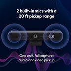 GoPresence Smart 4K Compact Video Conference Camera – Ultra HD 120° Wide Lens, AI Auto-Framing, Noise-Cancelling Mics, 20ft Pickup, Plug-and-Play USB for All Video Conference Platforms – Small Rooms