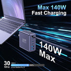 Graaci 240W USB C Charger, 140W Laptop Fast Charger, PD3.1 PPS 6-Port USB Type C Wall Charger, Advanced GaN Power Adapter, for MacBook Pro 16'', iPhone 16 Series, iPad Pro, Galaxy, Pixel, and More