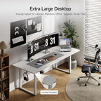 ONBRILL Standing Desk, 63x30 Inches Rectangle Stand Up Desk with 4 Legs, Dual Motor and Memory Controller, Adjustable Height from 28-46 Inches for Home and Computer Workstation, White