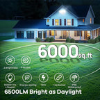 OREiN Motion Sensor Outdoor Flood Light 42W 6500LM, Super Bright LED Security Light, Dusk to Dawn/Auto/Manual Modes, IP65 Waterproof Hardwired Floodlight for Yard, Garage, Porch, Driveway