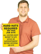 Brimar - 10" x 14" - Hard Hats Required on Job Site Sign - .055″ Polyethylene Plastic - Bold Text - Easy Installation