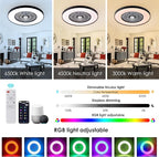 HUMHOLD 24" Bladeless Ceiling Fans with Lights and Remote/APP/Voice Control, Low Profile Ceiling Fan with RGB Lights, Enclosed Flush Mount Ceiling Fan for Kid's Bedroom/Living Room