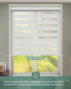 Yoolax Motorized Zebra Blinds Works with Alexa, Motorized Blinds with Remote Custom Size, Privacy Electric Zebra Shades for Windows (90% Shading Greyish White)