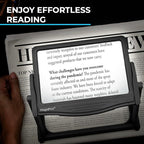 MAGNIPROS Patented 5X Large LED Page Magnifier with Detachable Stand | Eye Caring 3 Color Light Modes & Anti-Glare Lens to Reduce Eye Strain-Ideal for Reading Fine Print, Crafting, Low Vision Seniors